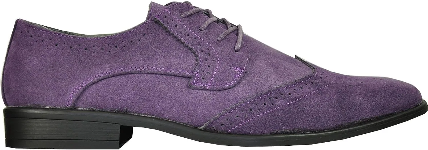 Men's Blue Oxford Suede Wingtip Leather Dress Shoes
