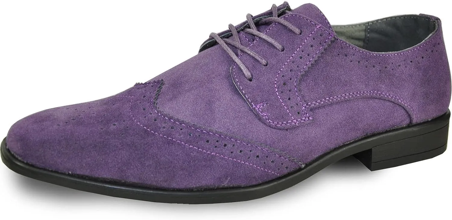 Men's Blue Oxford Suede Wingtip Leather Dress Shoes