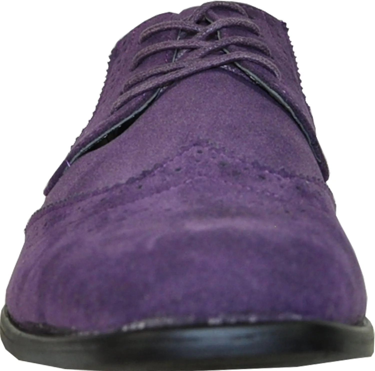 Men's Blue Oxford Suede Wingtip Leather Dress Shoes