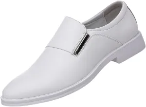 Men's Breathable Genuine Leather Slip On Dress Shoes Mens Pointed Toe Classic Formal Business Oxfords Shoes