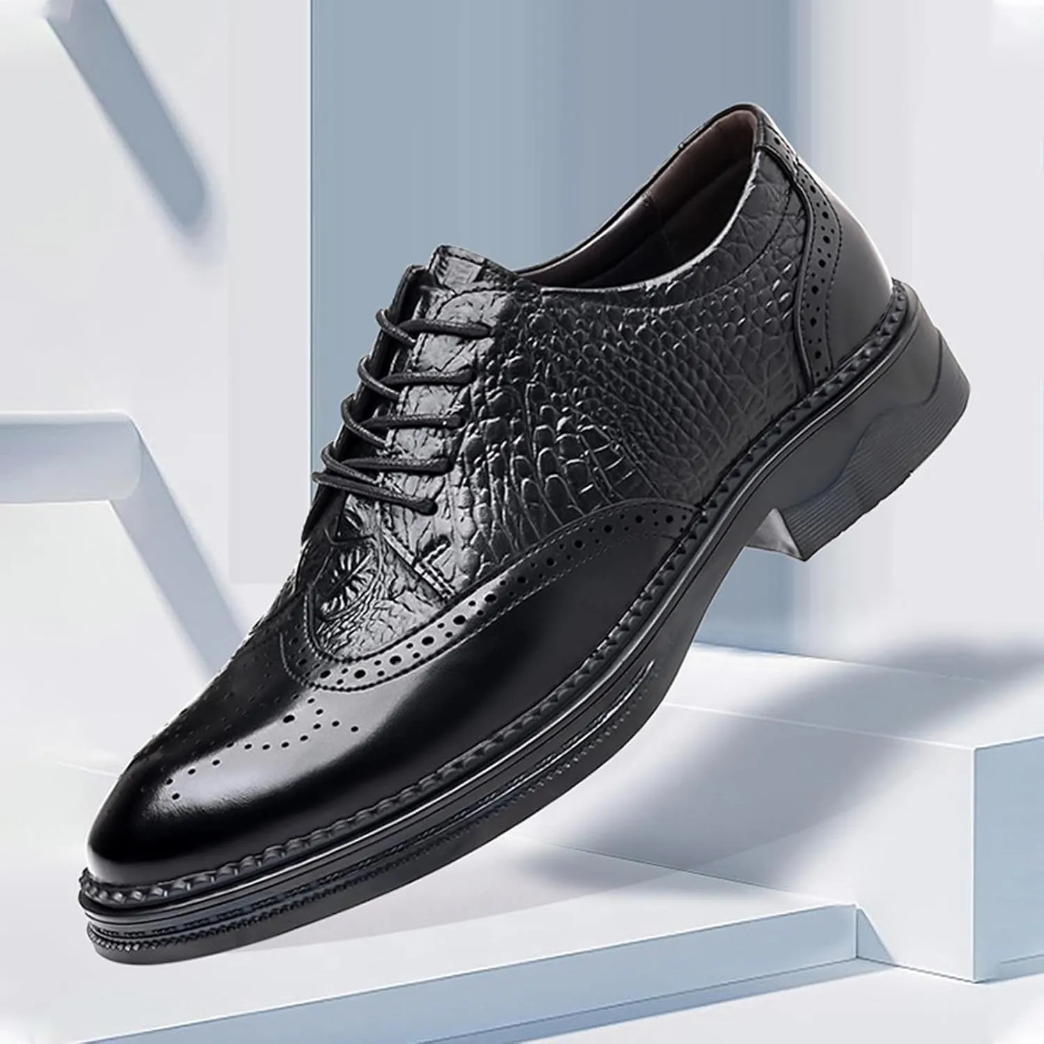 Men's Brogue Oxford Shoes Formal Shoes,Casual Business Leather Carved Lace Up Wingtip Dress Shoes Slip On Derby Shoes