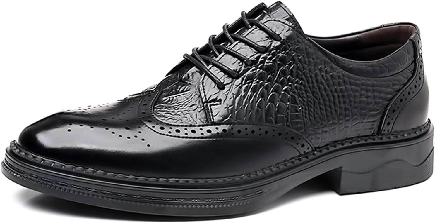 Men's Brogue Oxford Shoes Formal Shoes,Casual Business Leather Carved Lace Up Wingtip Dress Shoes Slip On Derby Shoes