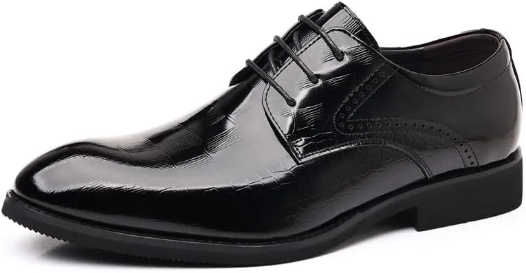 Men's Brogue Oxfords Shoes Fashion Classic Lace Up Leather Low Heels Dress Shoes Mens Tuxedo Shoes