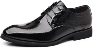 Men's Brogue Oxfords Shoes Fashion Classic Lace Up Leather Low Heels Dress Shoes Mens Tuxedo Shoes