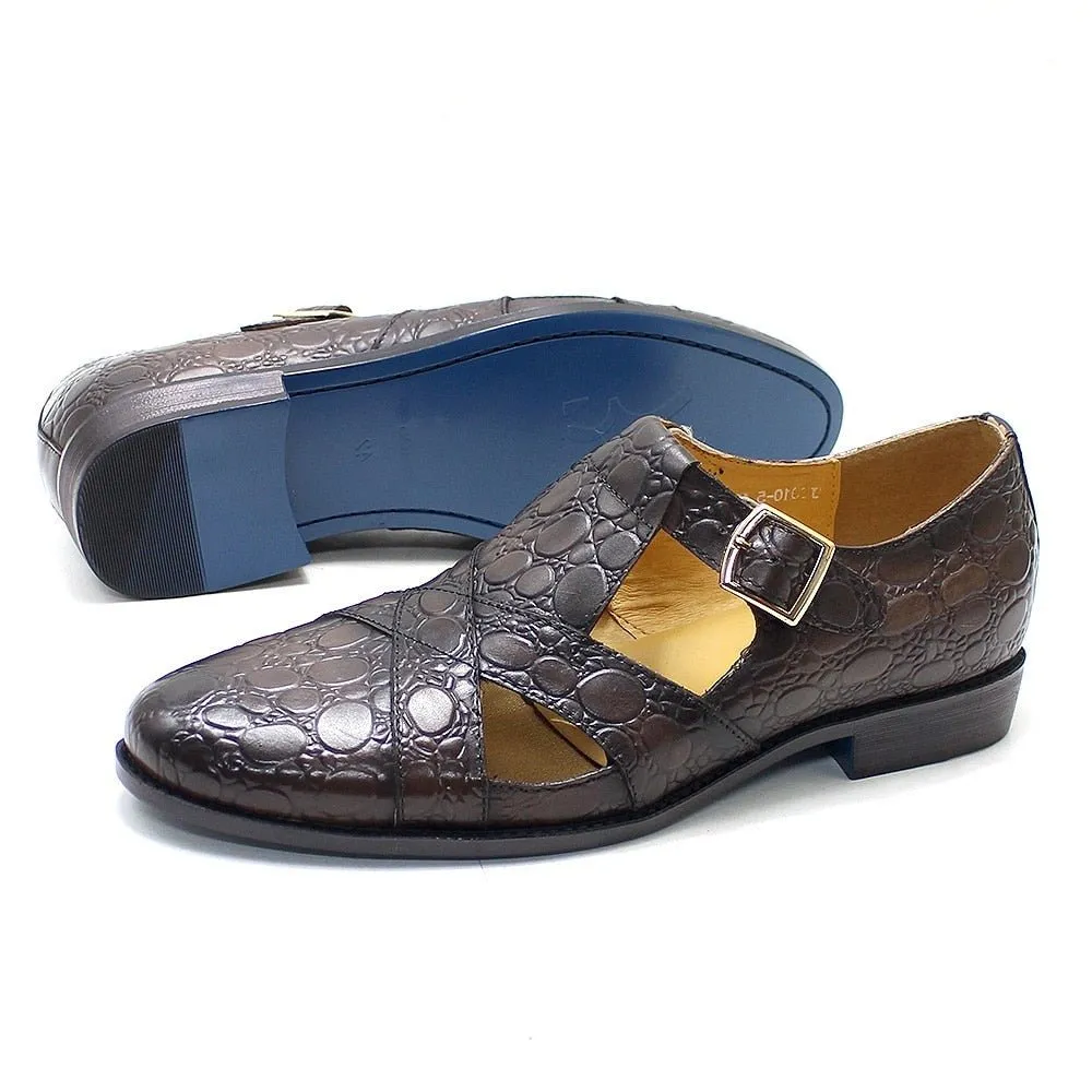 Men's Buckled Crocodile Pattern Sandals