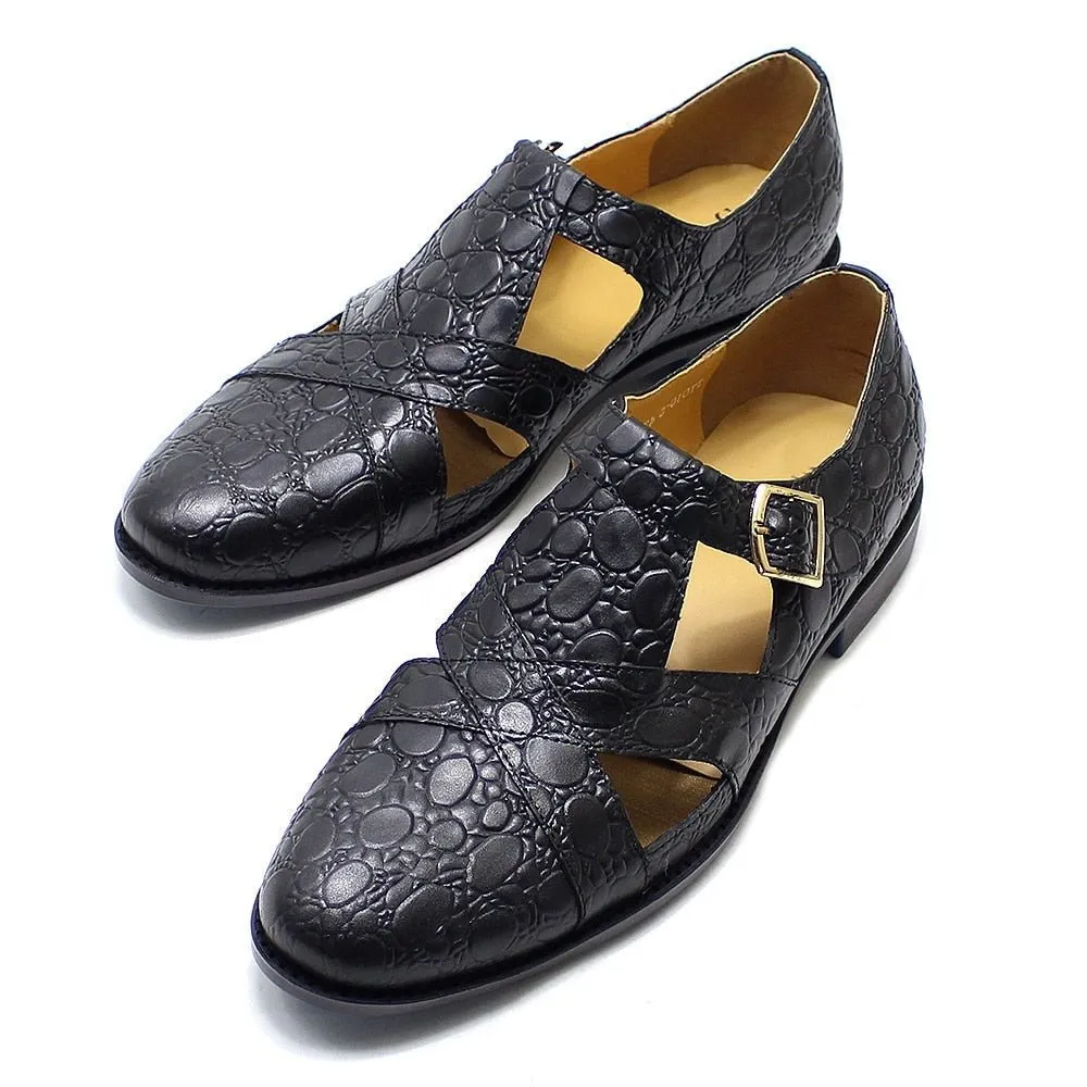 Men's Buckled Crocodile Pattern Sandals