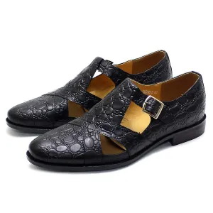 Men's Buckled Crocodile Pattern Sandals