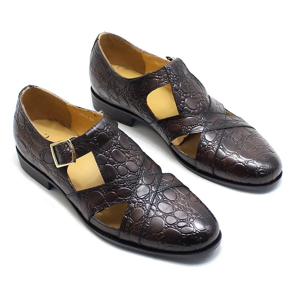 Men's Buckled Crocodile Pattern Sandals