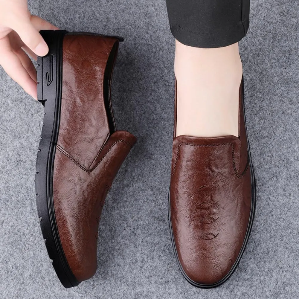 Men's Casual Leather Shoes Slip On Pointed Toe Derbys Classic Formal Business Shoes Classic Wingtip Brogues Loafers Shoes for Men