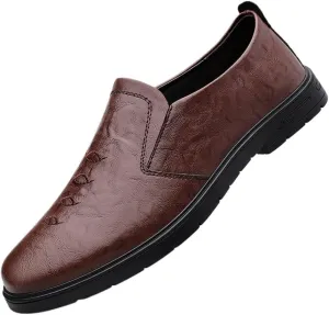 Men's Casual Leather Shoes Slip On Pointed Toe Derbys Classic Formal Business Shoes Classic Wingtip Brogues Loafers Shoes for Men