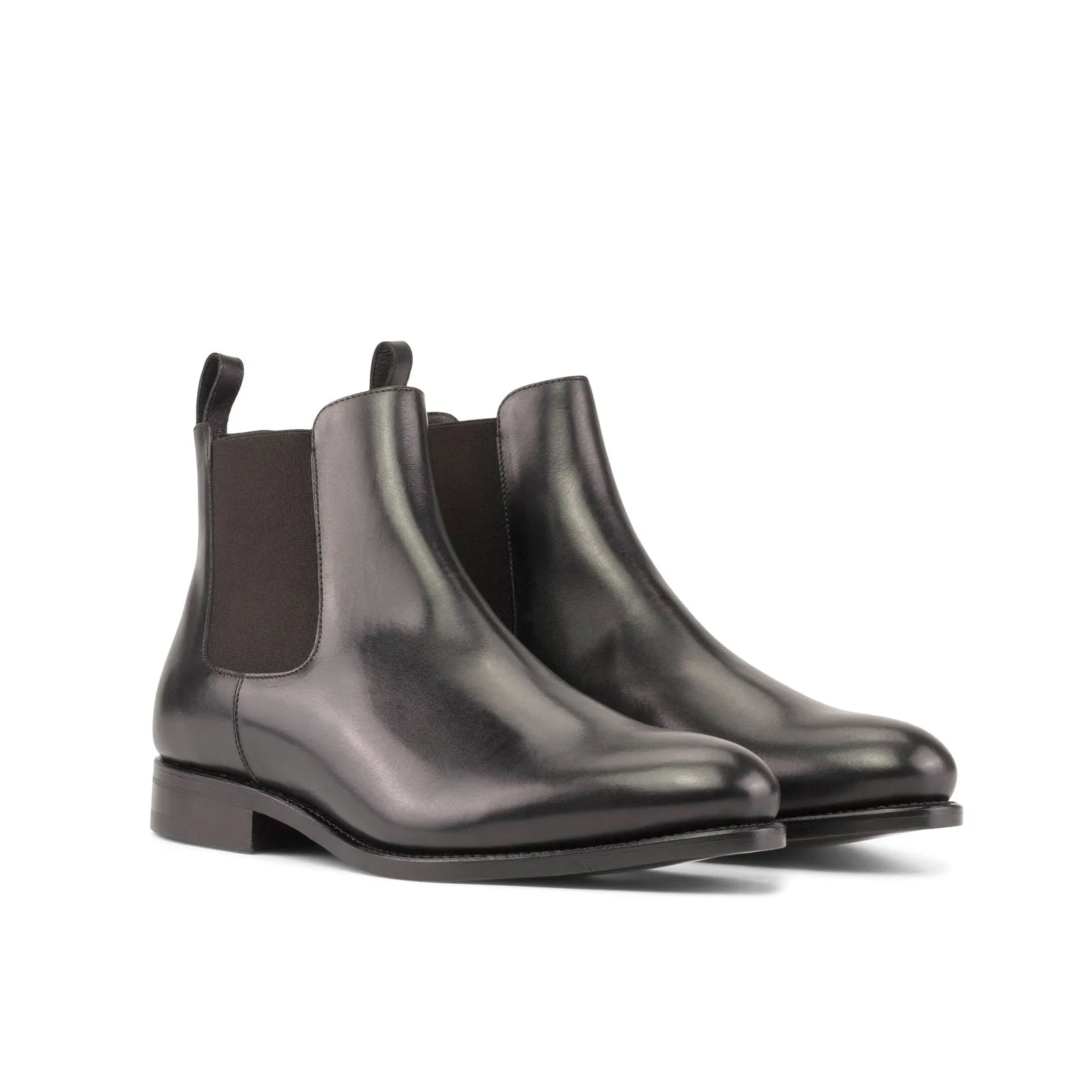 Men's Chelsea Boots Classic Leather Goodyear Welt Wide Plus Size Black 5516