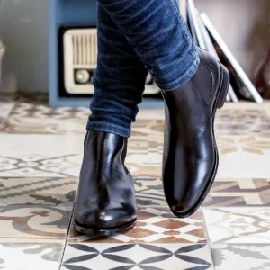 Men's Chelsea Boots Classic Leather Goodyear Welt Wide Plus Size Black 5516