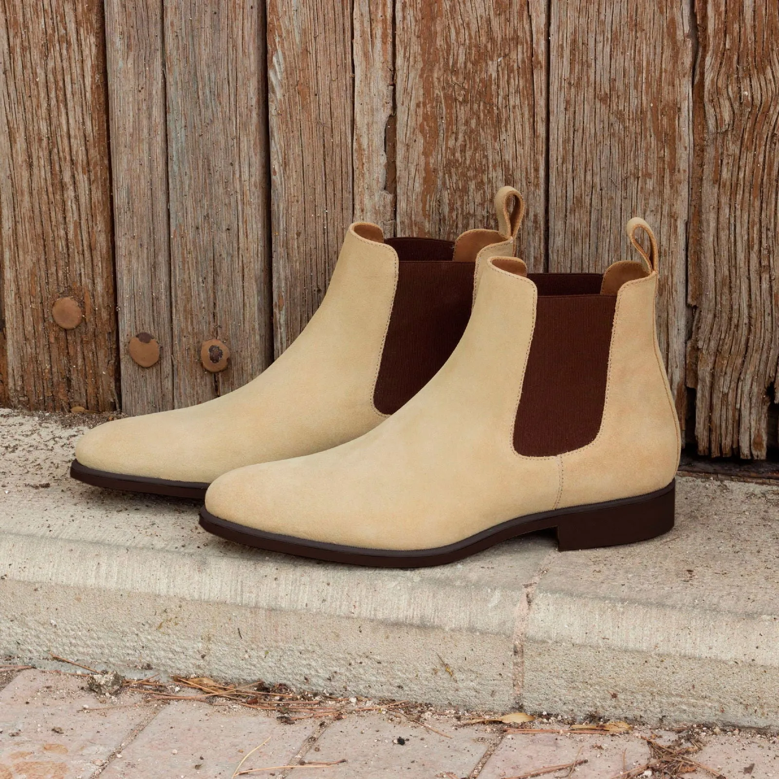 Men's Chelsea Boots Classic Leather Wide Plus Size Brown 2559
