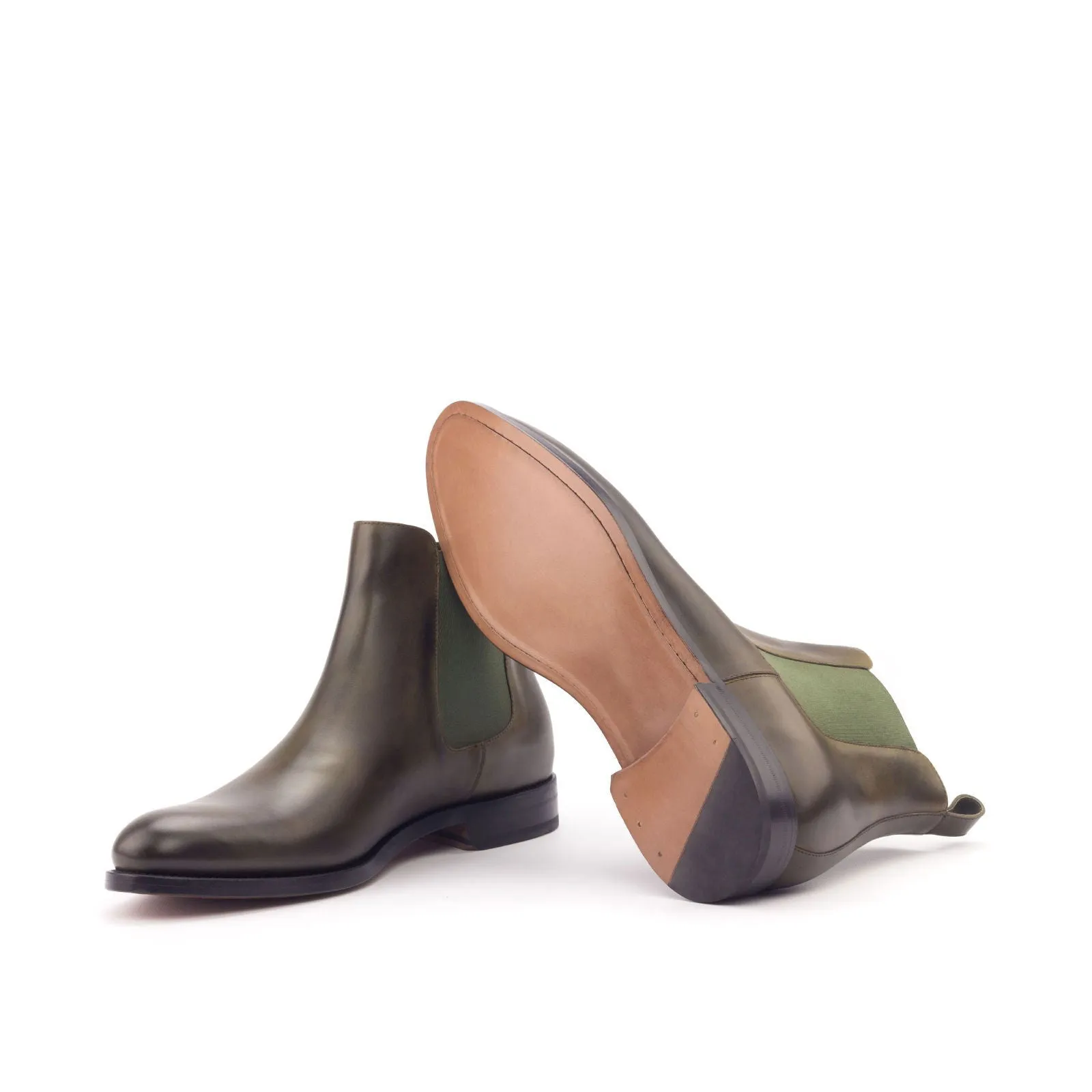 Men's Chelsea Boots Classic Leather Wide Plus Size Green 3009