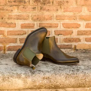 Men's Chelsea Boots Classic Leather Wide Plus Size Green 3009