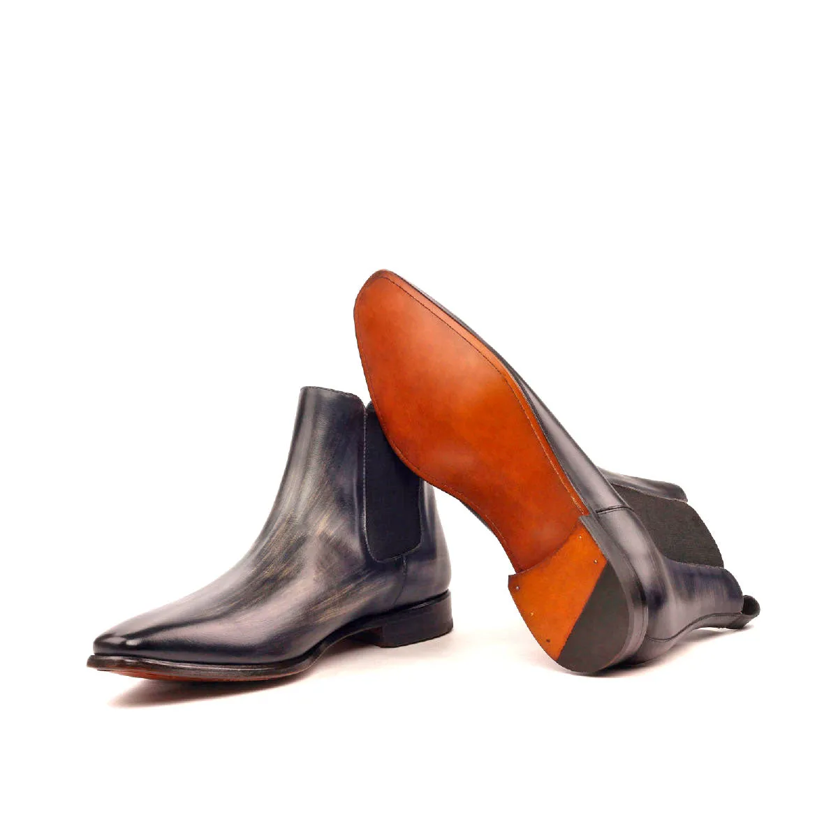 Men's Chelsea Boots Classic Patina Leather Wide Plus Size Grey 2429