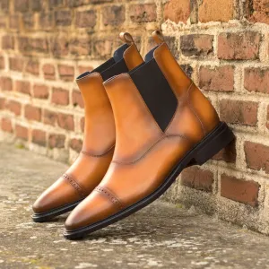 Men's Chelsea Multi Leather Boots Goodyear Welt Wide Plus Size Brown 5235