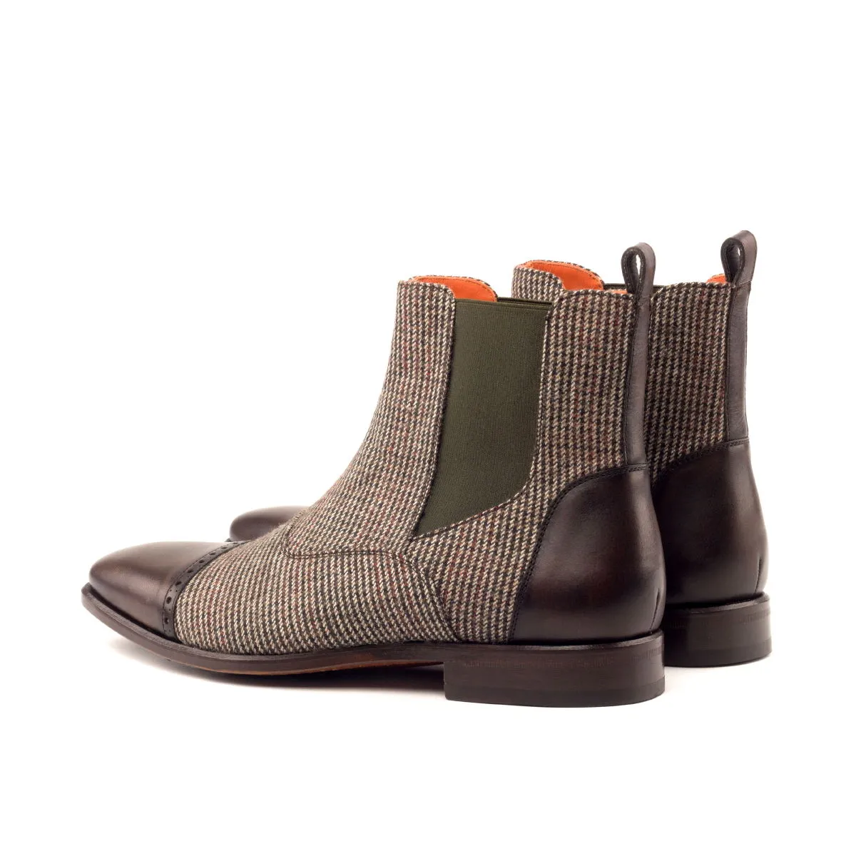 Men's Chelsea Multi Leather Boots Wide Plus Size Brown Dark Brown 2641