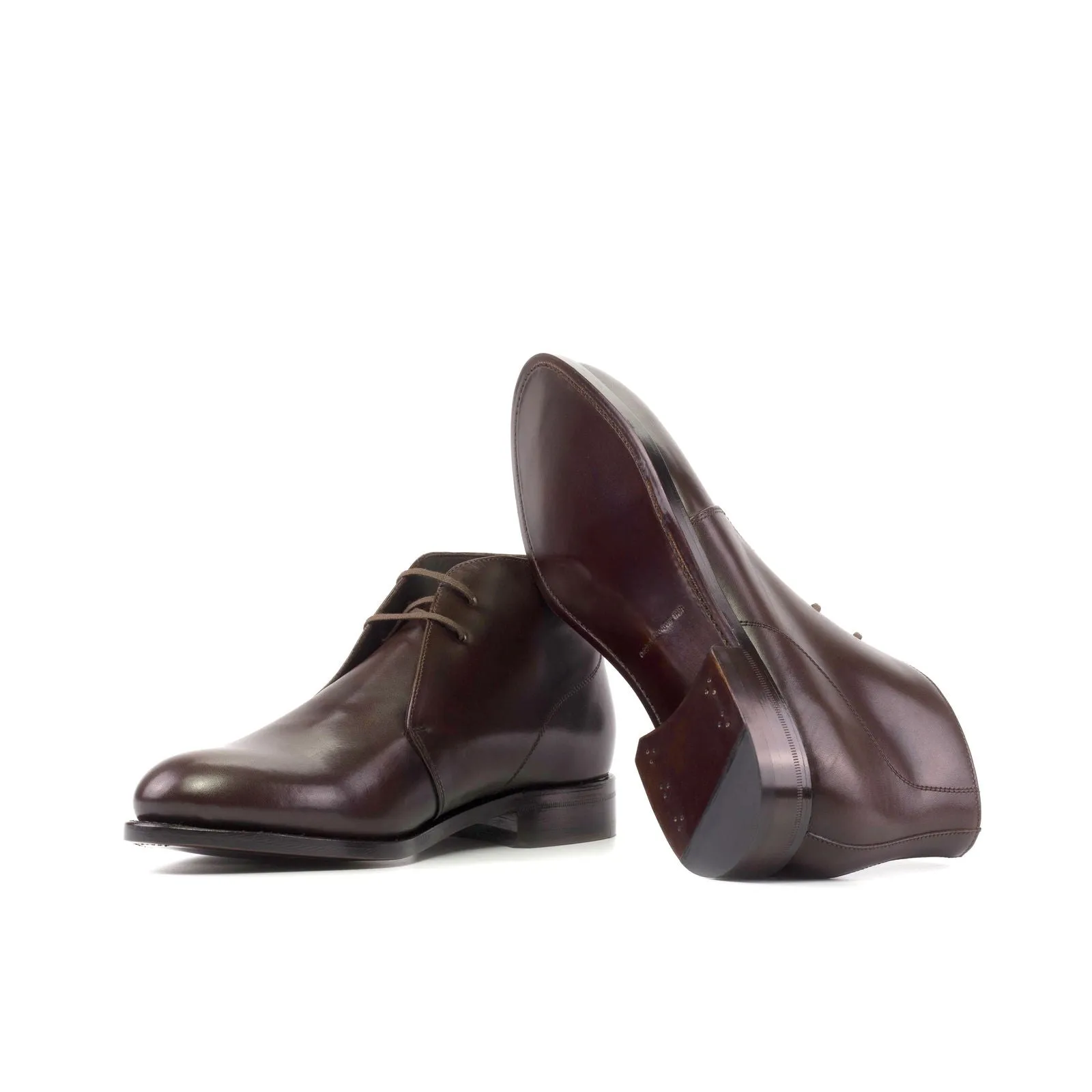 Men's Chukka Leather Boots Goodyear Welt Wide Plus Size Dark Brown 5600
