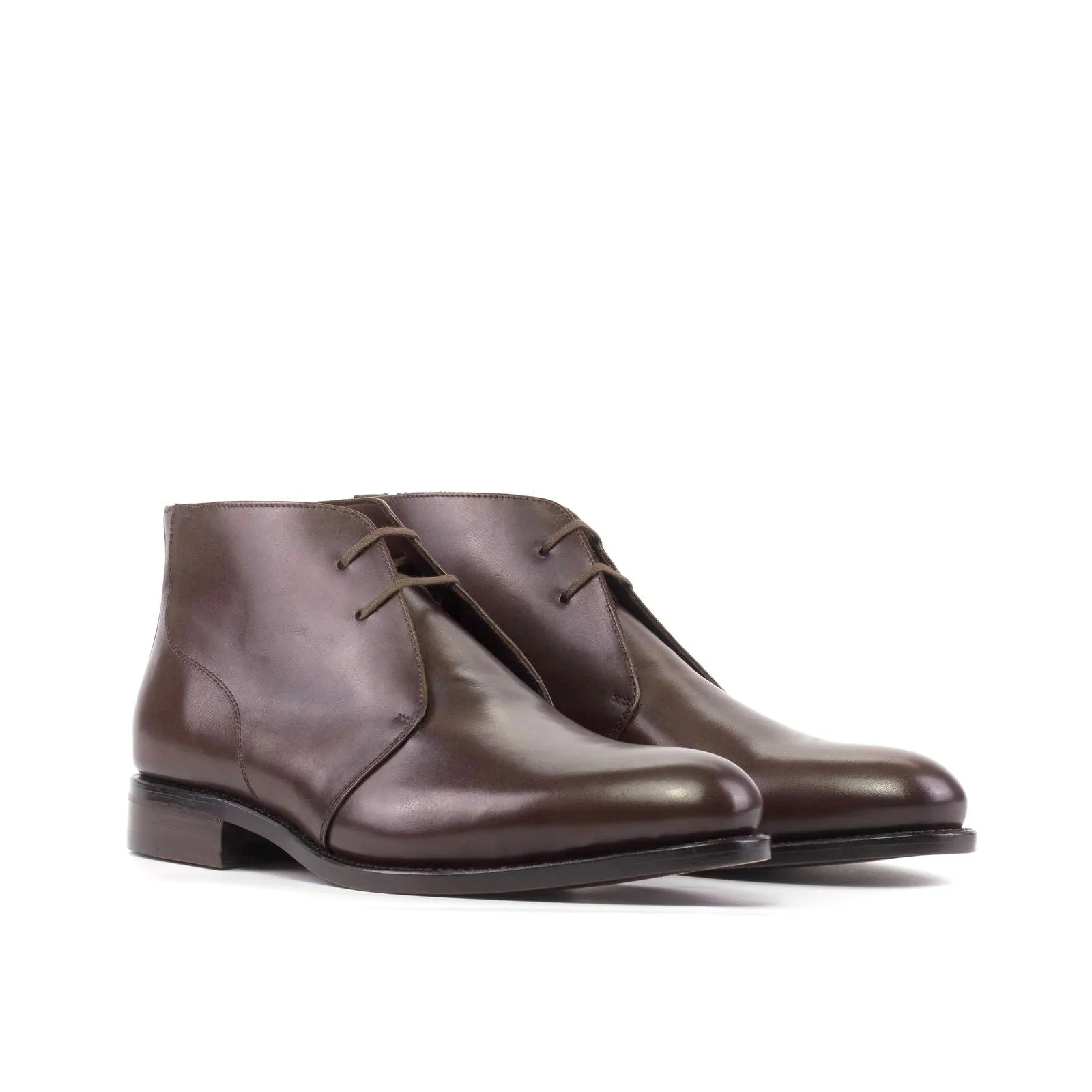 Men's Chukka Leather Boots Goodyear Welt Wide Plus Size Dark Brown 5600