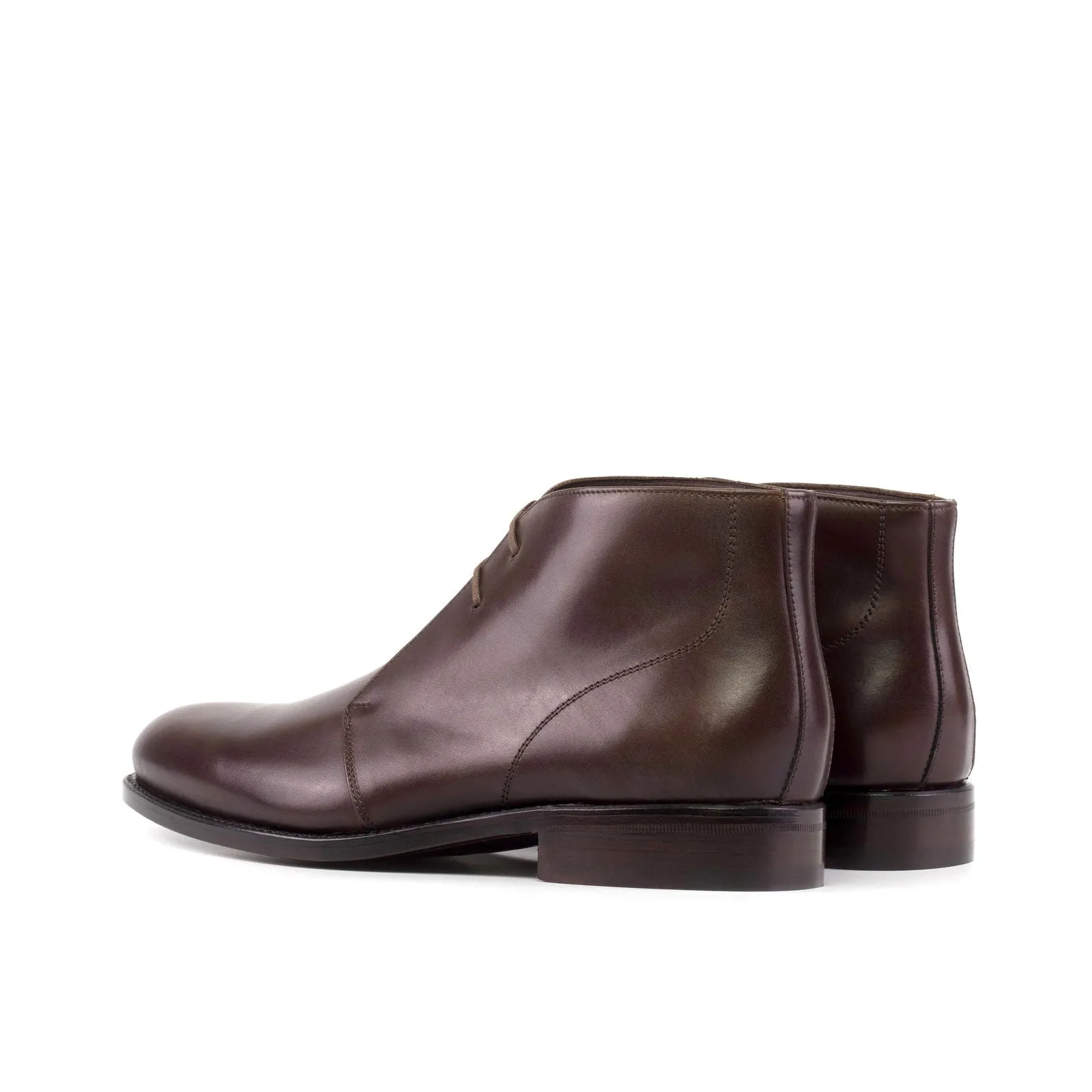 Men's Chukka Leather Boots Goodyear Welt Wide Plus Size Dark Brown 5600