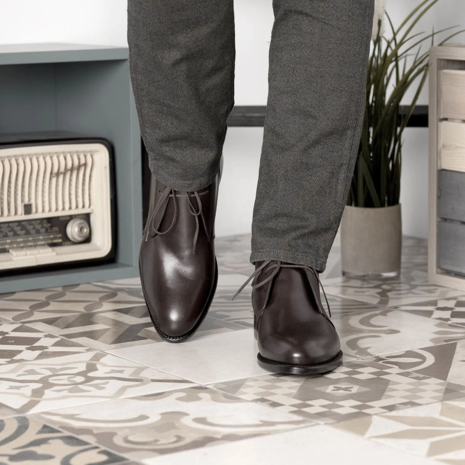 Men's Chukka Leather Boots Wide Plus Size 5946