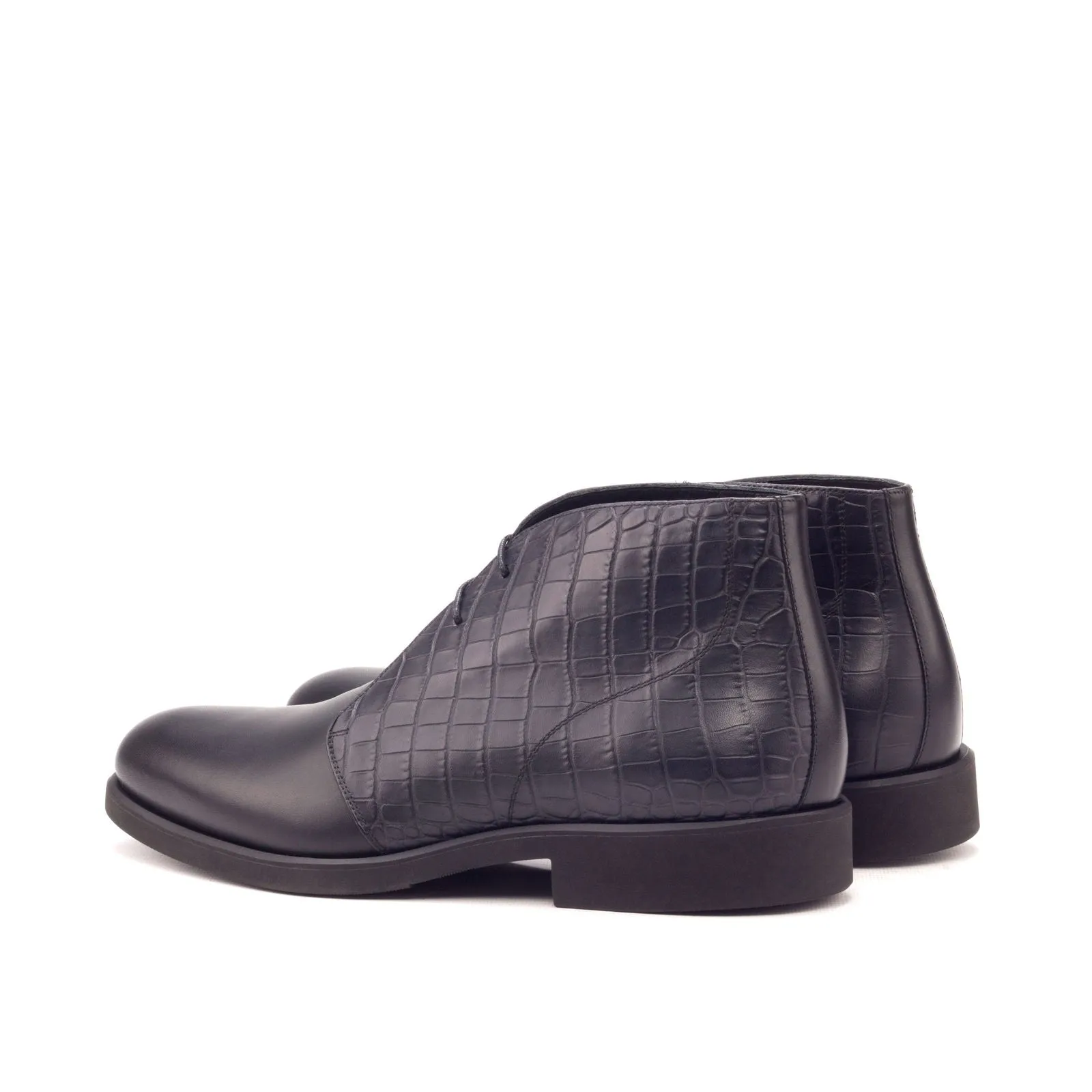 Men's Chukka Leather Boots Wide Plus Size Black 3212