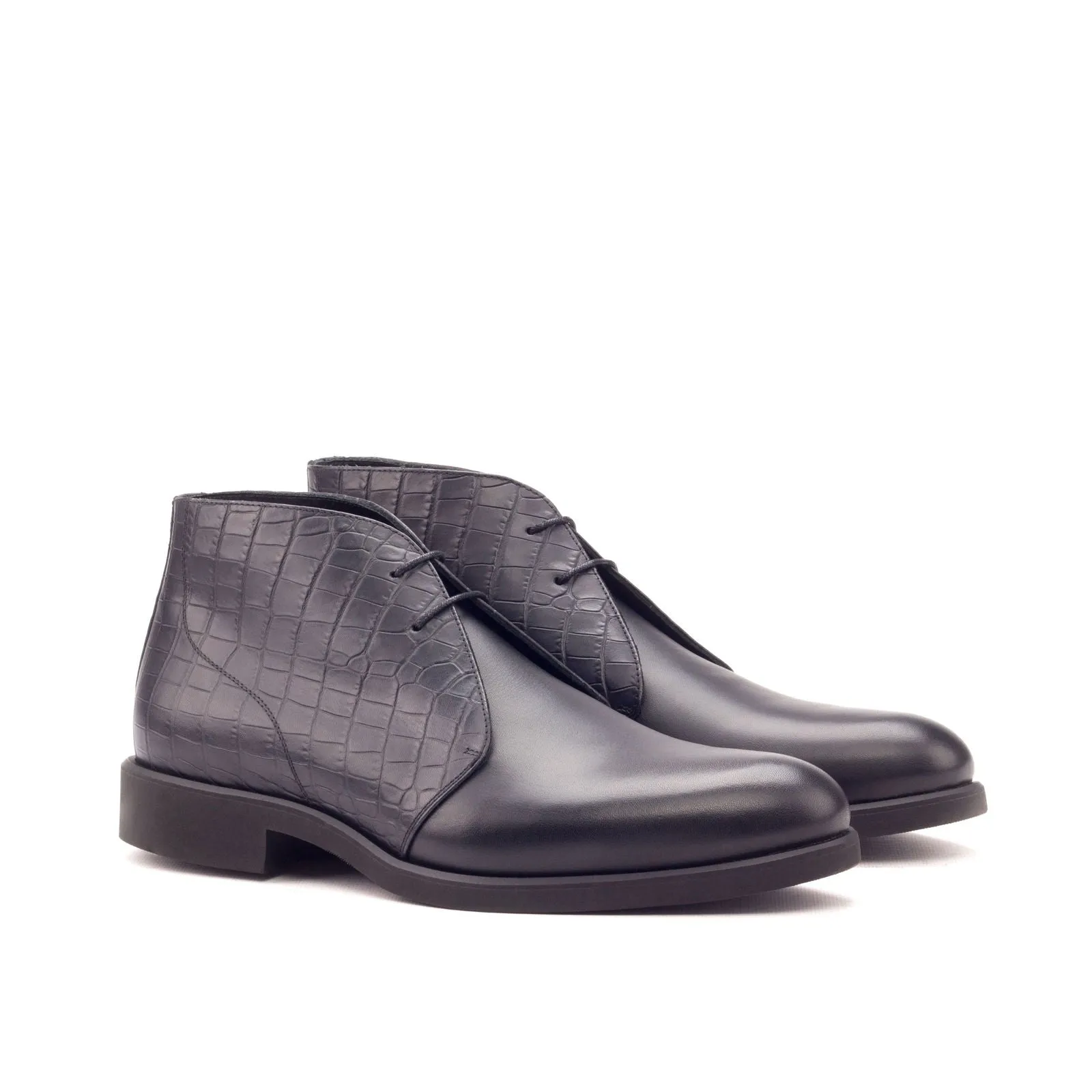 Men's Chukka Leather Boots Wide Plus Size Black 3212