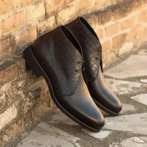 Men's Chukka Leather Boots Wide Plus Size Black 3212