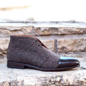 Men's Chukka Leather Boots Wide Plus Size Brown Dark Brown 1461