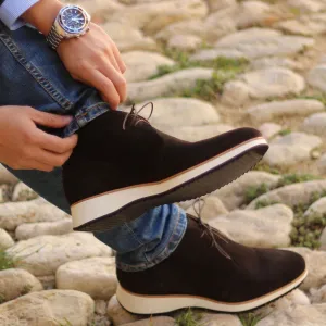 Men's Chukka Leather Boots Wide Plus Size Dark Brown 2323