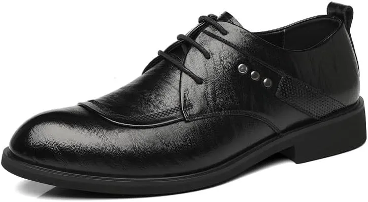 Men's Classic Business Lace Up Dress Shoes Men Casual Wedding Faux Patent Derby Shoes