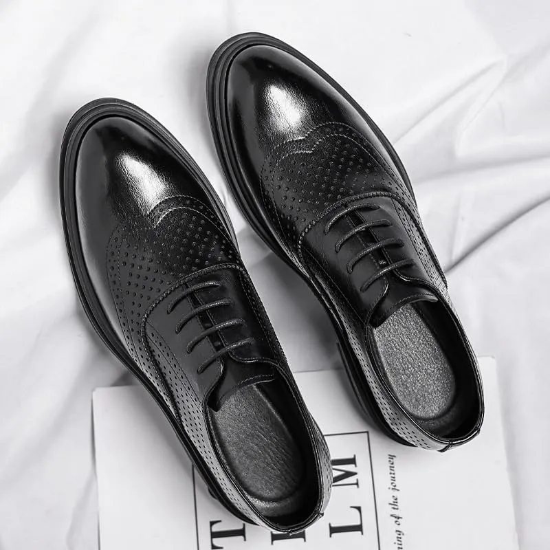 Men's Classic Formal Dress Shoes Men Breathable Casual Oxford Shoes Mens Lace-up Pointed Toe Tuxedo Shoes