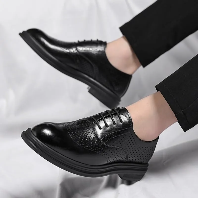 Men's Classic Formal Dress Shoes Men Breathable Casual Oxford Shoes Mens Lace-up Pointed Toe Tuxedo Shoes