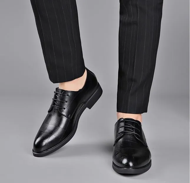 Men's Classic Leather Dress Shoes Mens Formal Business Oxford Shoes Comfortable Casual Derby Shoes for Men