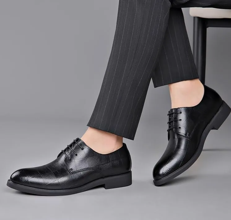 Men's Classic Leather Dress Shoes Mens Formal Business Oxford Shoes Comfortable Casual Derby Shoes for Men
