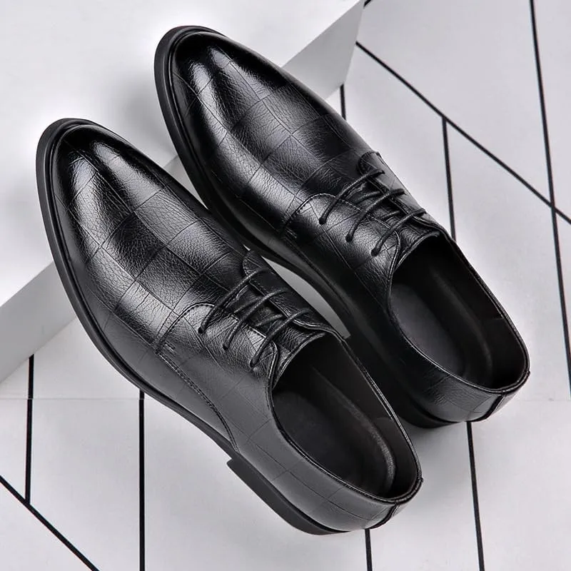 Men's Classic Leather Dress Shoes Mens Formal Business Oxford Shoes Comfortable Casual Derby Shoes for Men