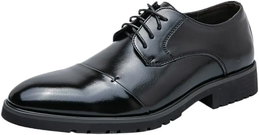 Men’s Classic Leather Oxford Dress Shoes Wedding Shoes for Men Business Formal Lace Up Non-Slip Comfortable Walking Pointed Toe Shoes