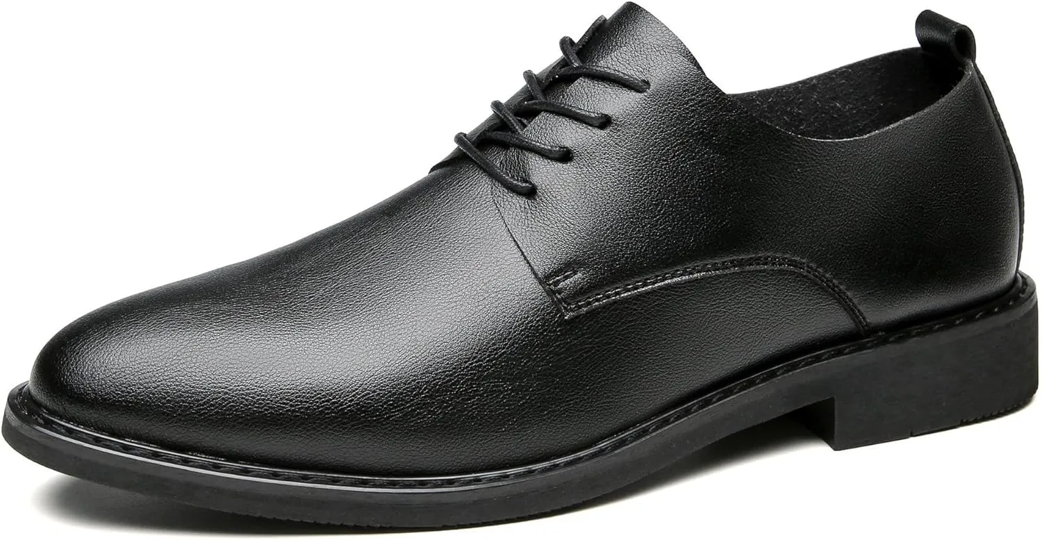 Men's Classic Oxfords Shoes Men Business Lace Up Dress Shoes Mens Pointed Toe Casual Non-Slip Softsole Prom Derby Shoes