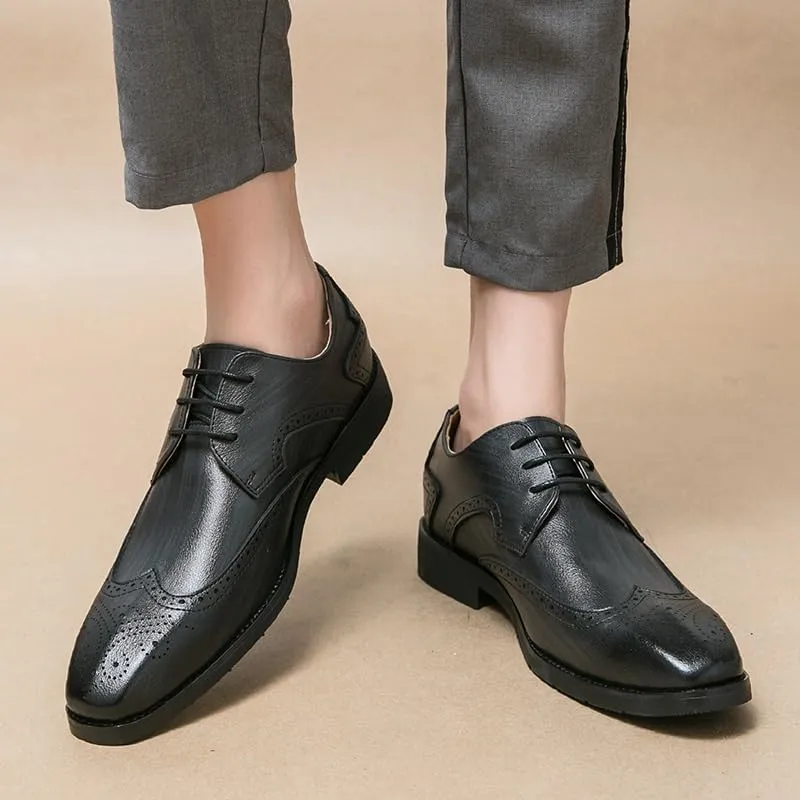 Men's Classic Patent Leather Oxford Lace-up Formal Dress Shoes Lightweight Comfortable Platform Derby Shoes for Business Dinners
