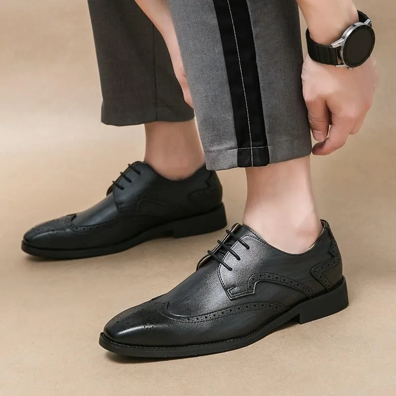 Men's Classic Patent Leather Oxford Lace-up Formal Dress Shoes Lightweight Comfortable Platform Derby Shoes for Business Dinners