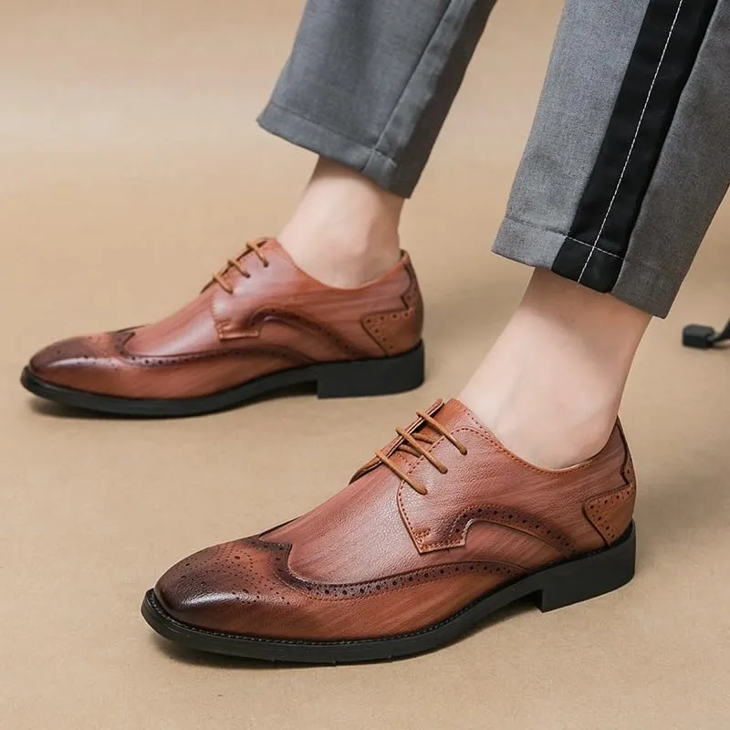 Men's Classic Patent Leather Oxford Shoes - Lightweight Comfortable Lace-up Derby Shoes for Business and Formal Occasions