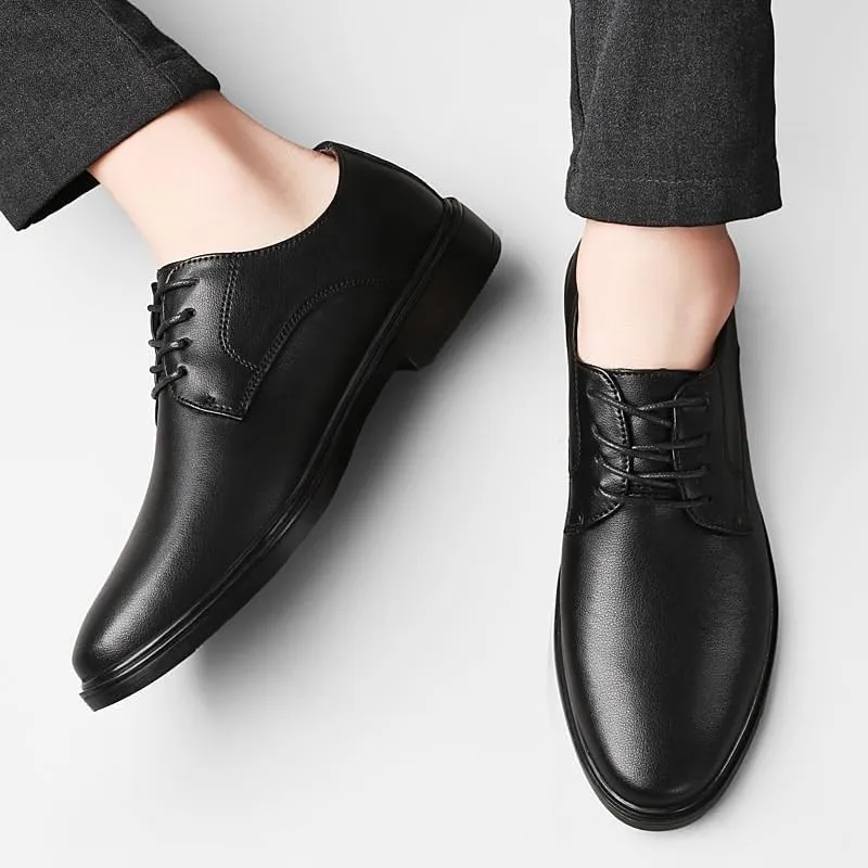 Men's Classic Pointed Toe Lace Up Leather Oxford Shoes - Non-Slip Business & Formal Dress Shoes