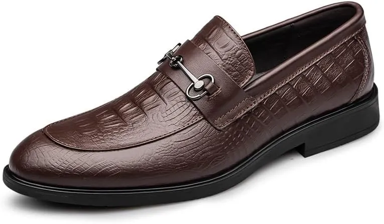 Men's Classic Slip-On Oxford Dress Shoes - Comfortable Leather Tuxedo Derby Shoes for Business and Casual Wear