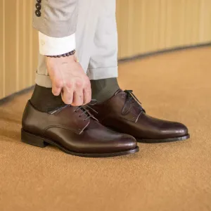 Men's Derby Leather Shoes Goodyear Welt Wide Plus Size Dark Brown 5001