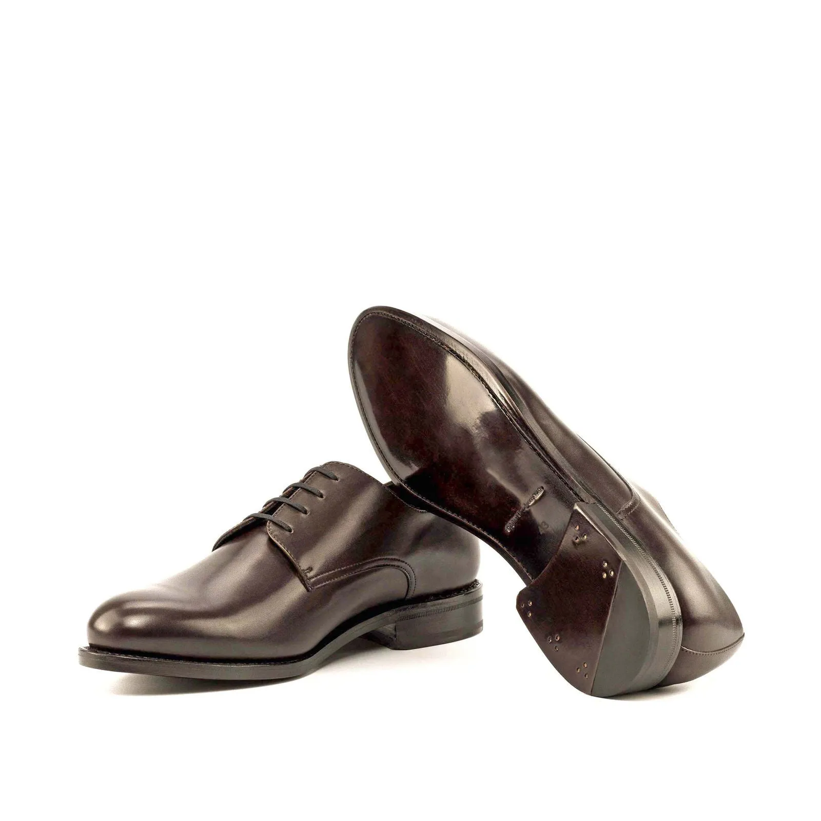 Men's Derby Leather Shoes Goodyear Welt Wide Plus Size Dark Brown 5001