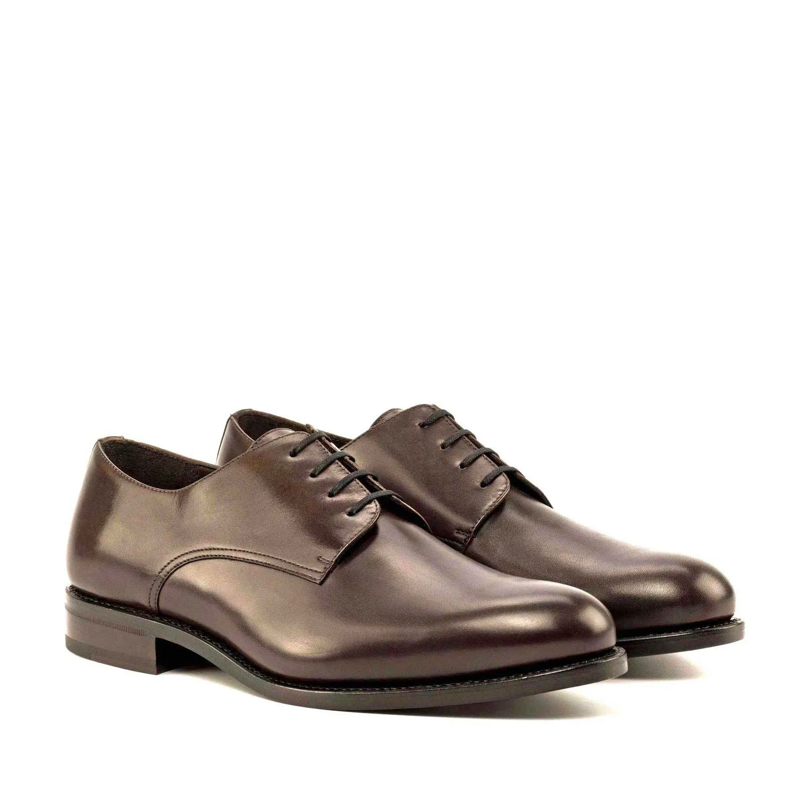 Men's Derby Leather Shoes Goodyear Welt Wide Plus Size Dark Brown 5001