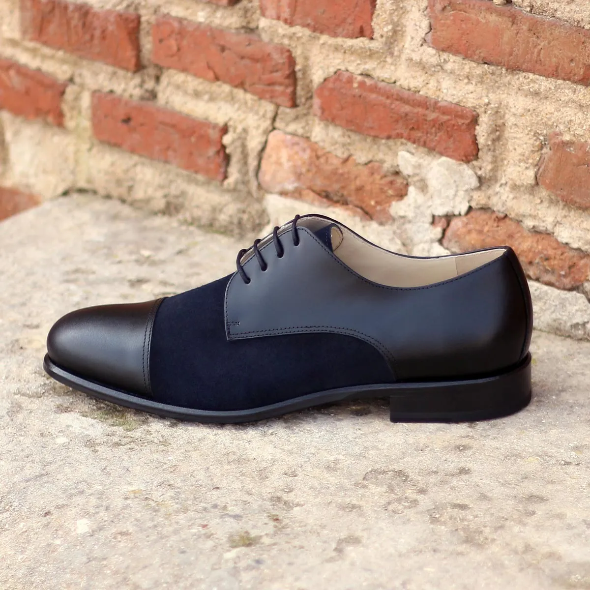 Men's Derby Leather Shoes Wide Plus Size Black Blue 1922