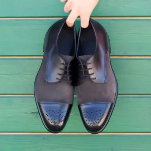 Men's Derby Leather Shoes Wide Plus Size Black Grey 2237