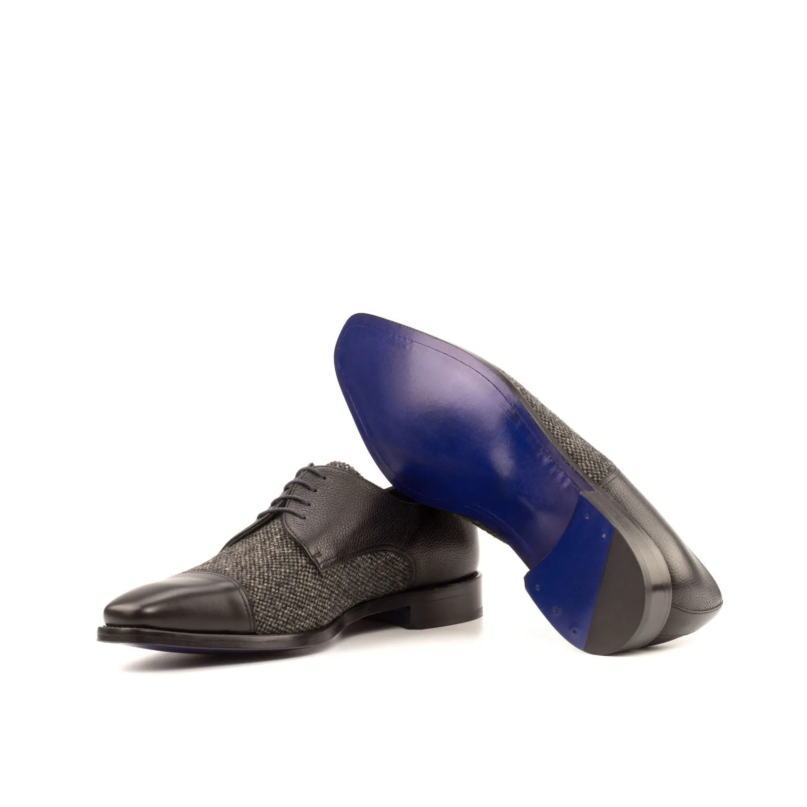 Men's Derby Leather Shoes Wide Plus Size Grey Black 3900